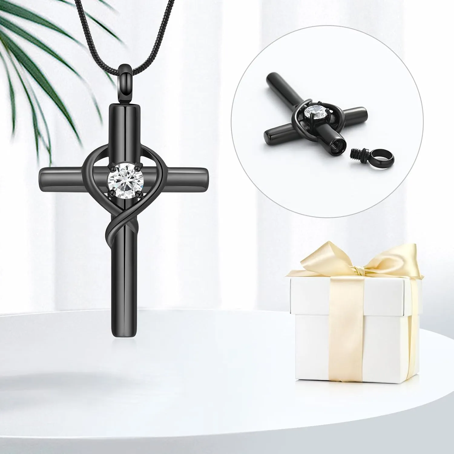 Cremation Jewelry for Ashes Pendant - Cross Necklace for Women Men Birthstone Necklaces for Teen Girls Gifts for Valentine's Day Birthday or Anniversary