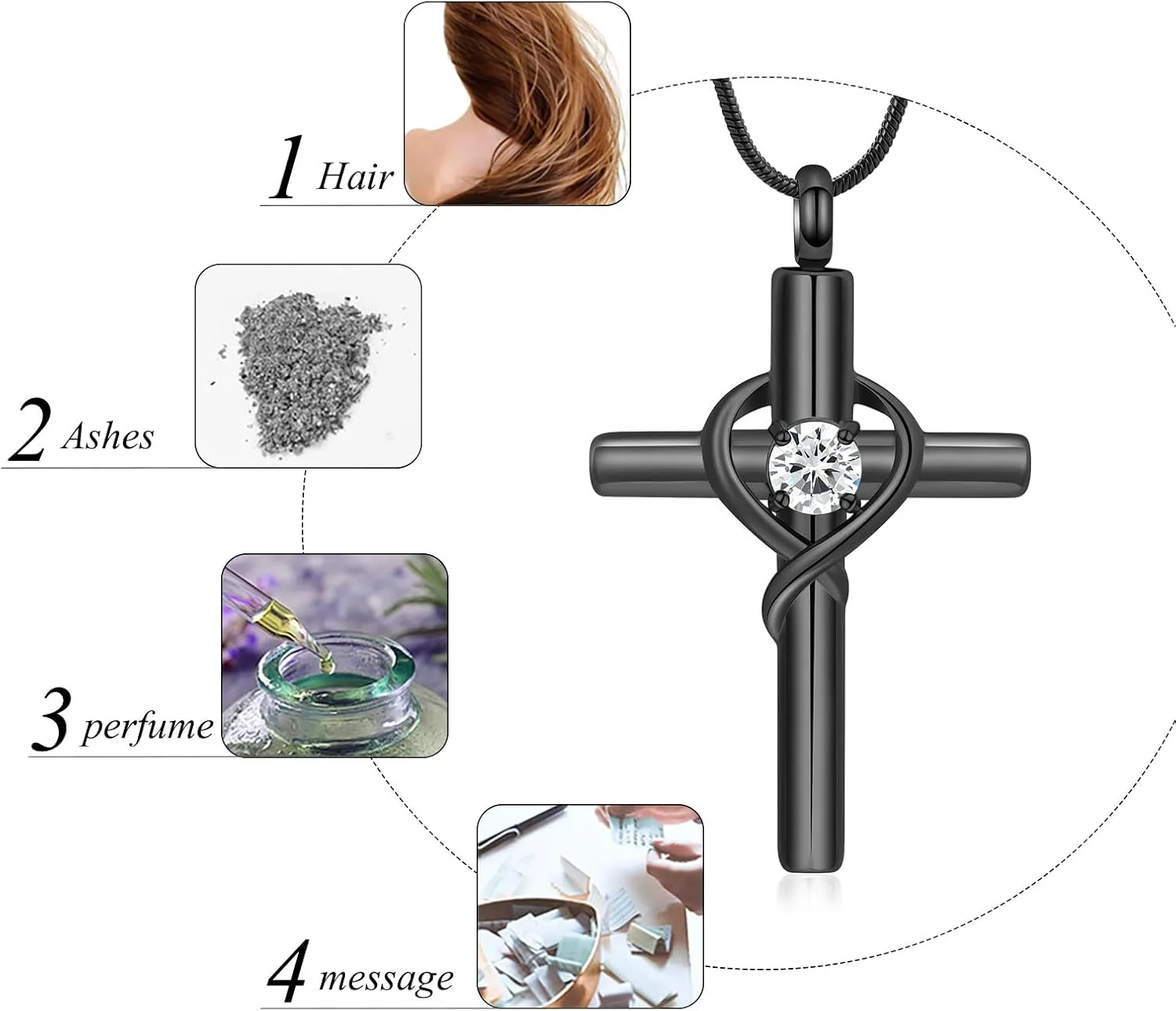 Cremation Jewelry for Ashes Pendant - Cross Necklace for Women Men Birthstone Necklaces for Teen Girls Gifts for Valentine's Day Birthday or Anniversary