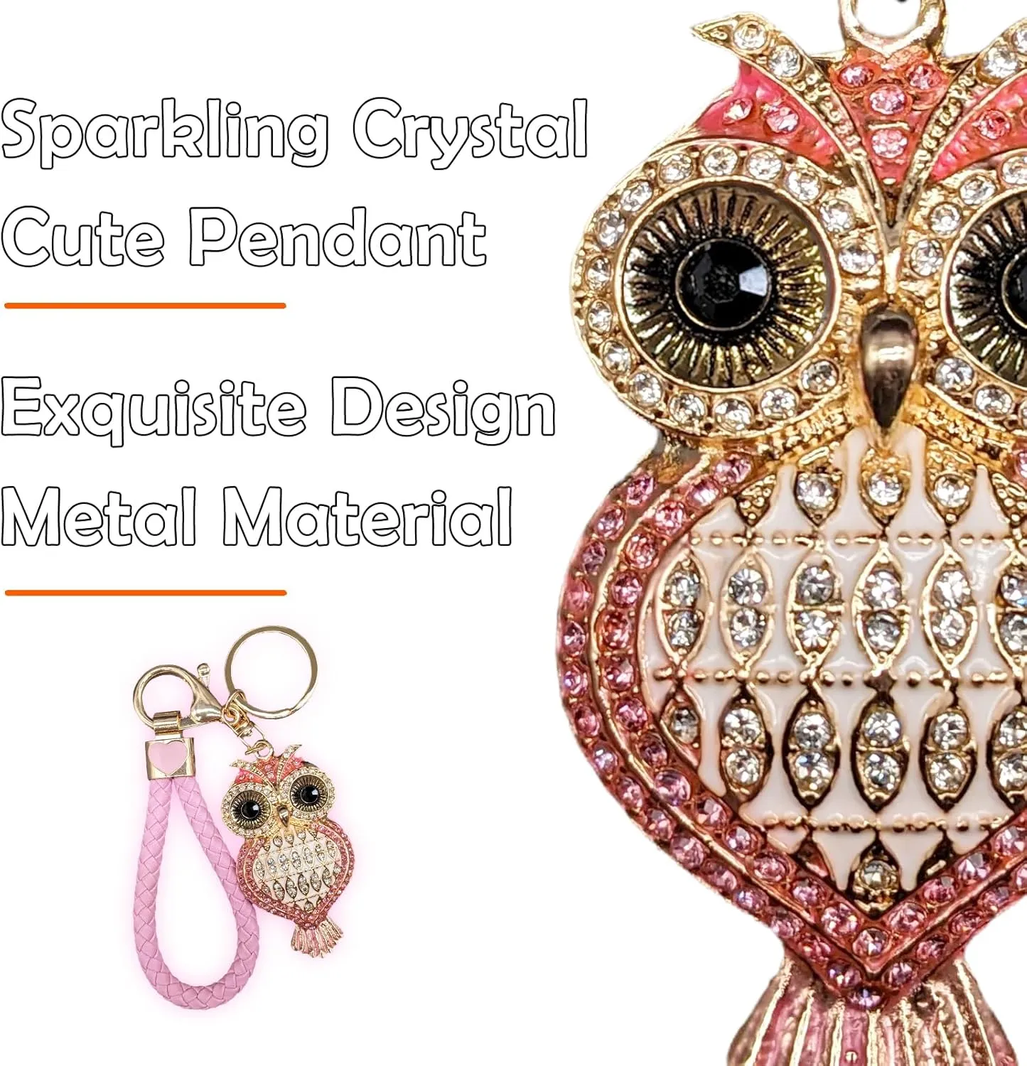 Crystal Keychain for Women with Cute Owl Bling Rhinestone Pendant Keychain,Blue Car Key Chain Accessories Wristlet for Gifts