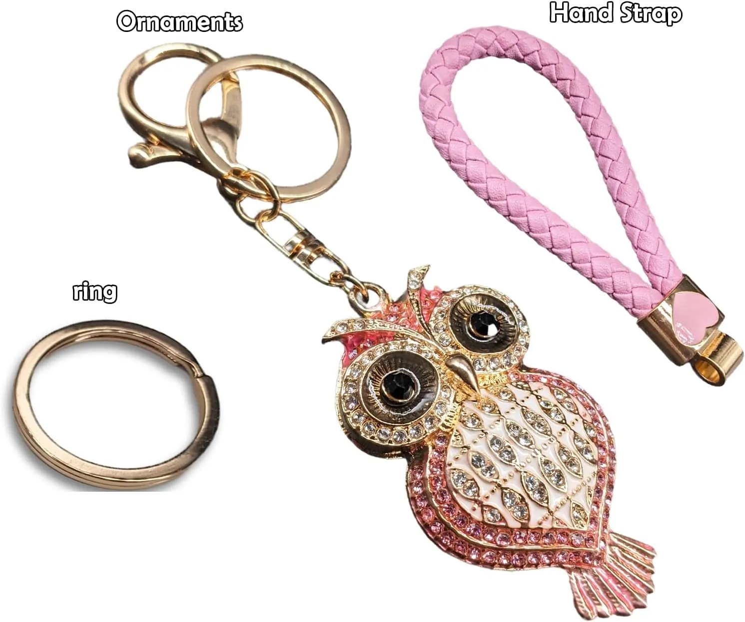 Crystal Keychain for Women with Cute Owl Bling Rhinestone Pendant Keychain,Blue Car Key Chain Accessories Wristlet for Gifts