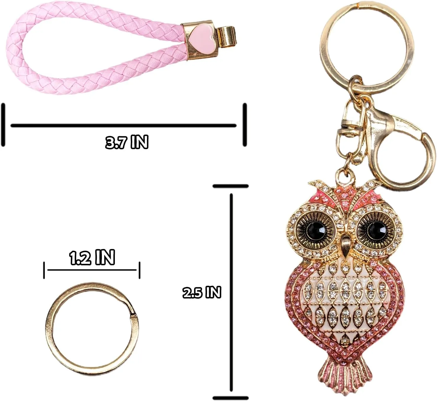 Crystal Keychain for Women with Cute Owl Bling Rhinestone Pendant Keychain,Blue Car Key Chain Accessories Wristlet for Gifts