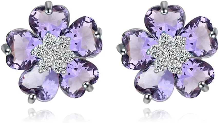 Crystalline Azuria Flower Earrings for Women with Box 18K White Gold Plated Zirconia Crystals Flowers Stud Earrings for Women