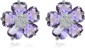 Crystalline Azuria Flower Earrings for Women with Box 18K White Gold Plated Zirconia Crystals Flowers Stud Earrings for Women