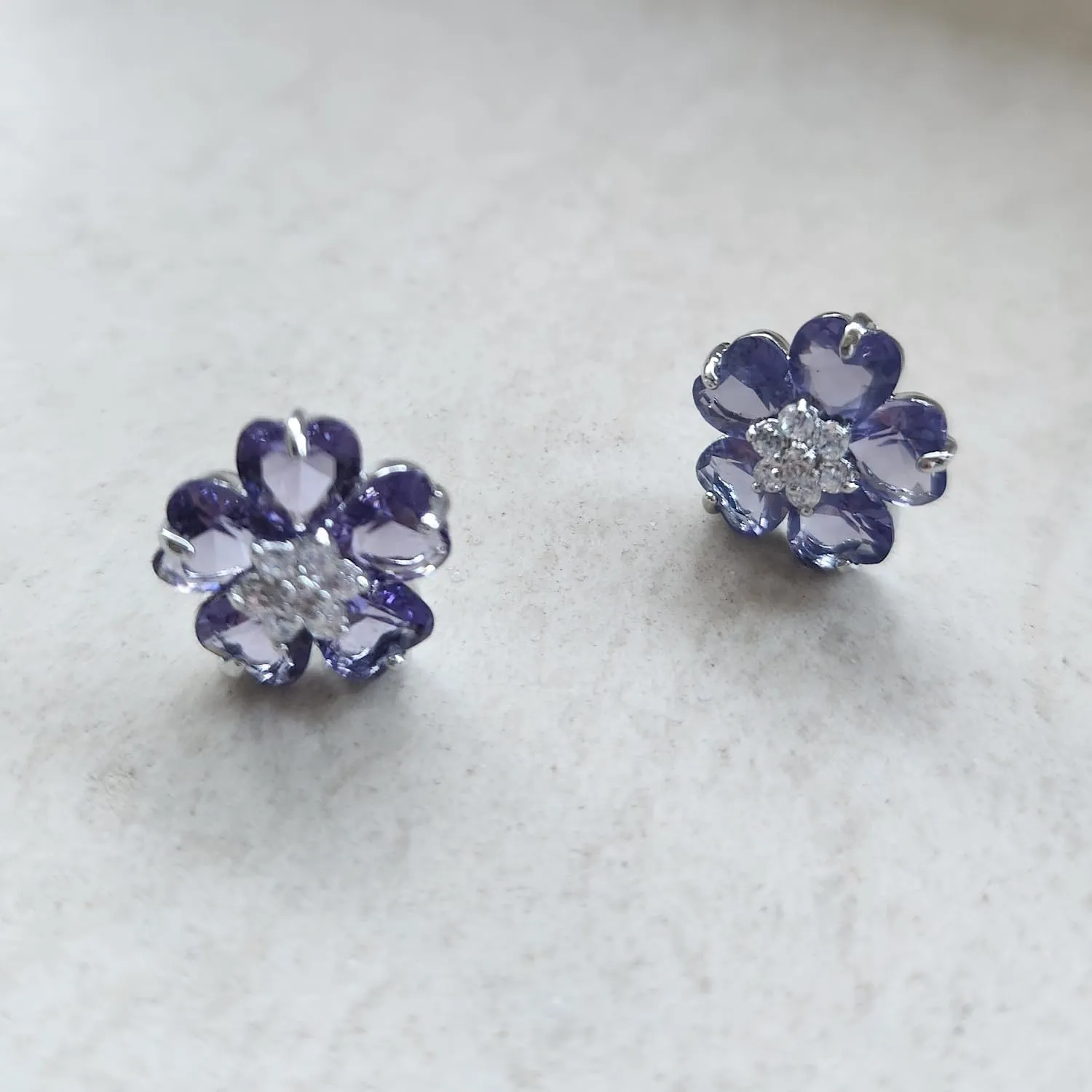 Crystalline Azuria Flower Earrings for Women with Box 18K White Gold Plated Zirconia Crystals Flowers Stud Earrings for Women