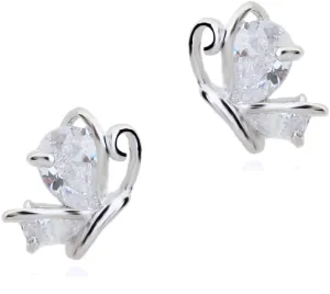 Crystalline Azuria Jewelry Butterfly Stud Earrings with Zirconia Crystals 18K White Rose Gold Plated for Women