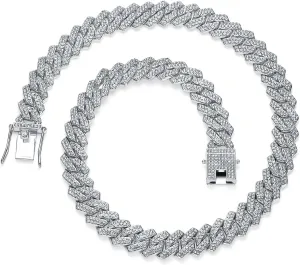 Cuban Link Chain For Men Women Iced Out Chain Miami Cuban Necklace Bling Diamond Chains Hip Hop Jewelry 13mm Silver Gold