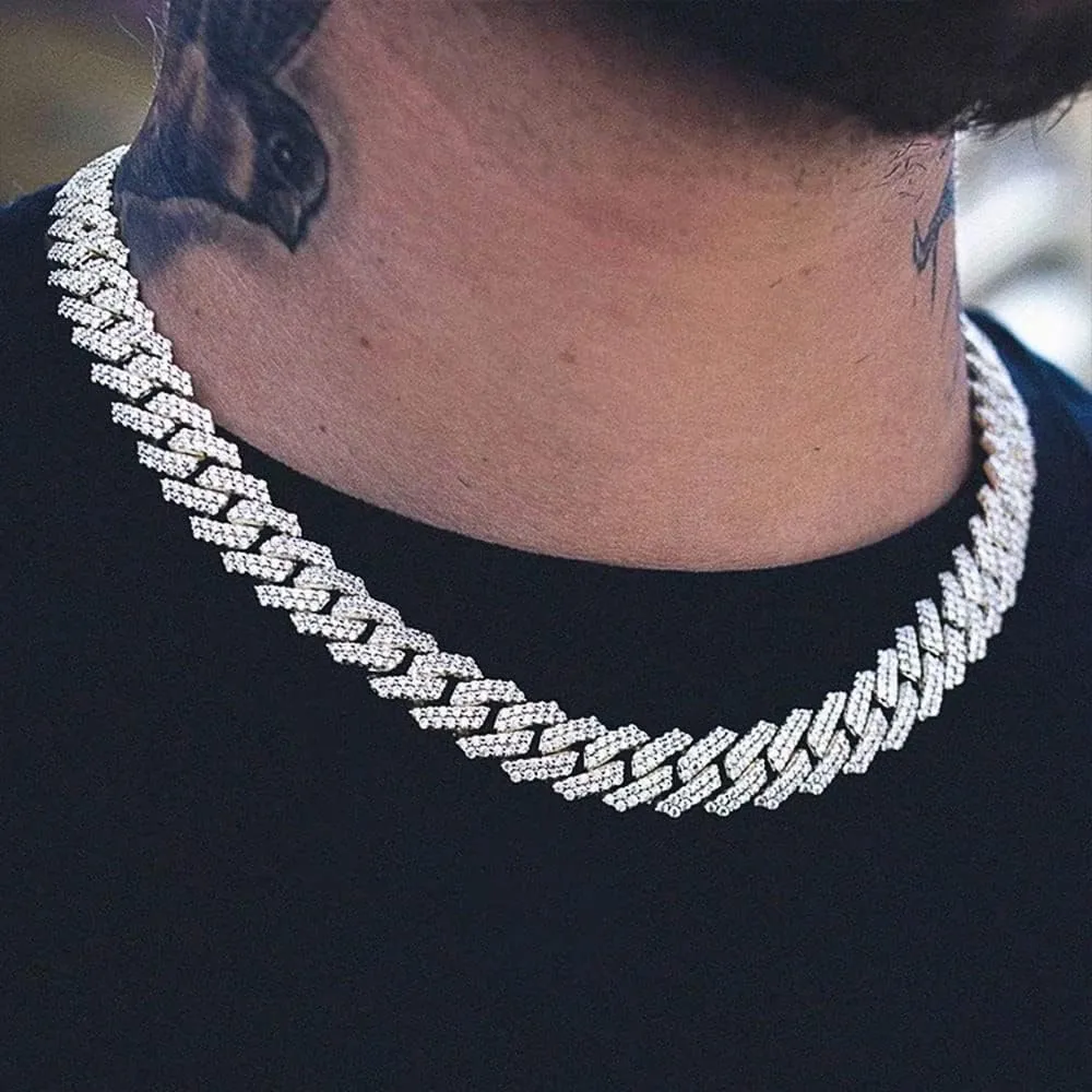 Cuban Link Chain For Men Women Iced Out Chain Miami Cuban Necklace Bling Diamond Chains Hip Hop Jewelry 13mm Silver Gold