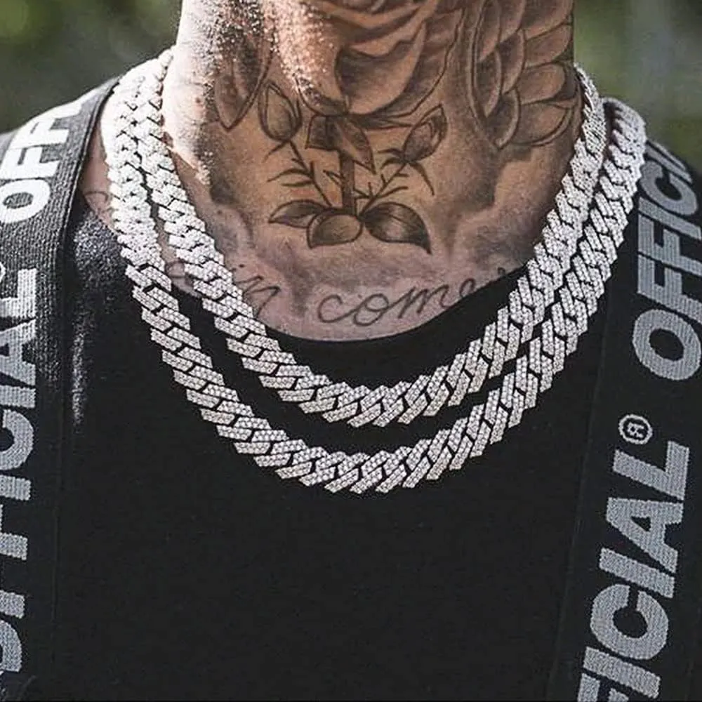 Cuban Link Chain For Men Women Iced Out Chain Miami Cuban Necklace Bling Diamond Chains Hip Hop Jewelry 13mm Silver Gold