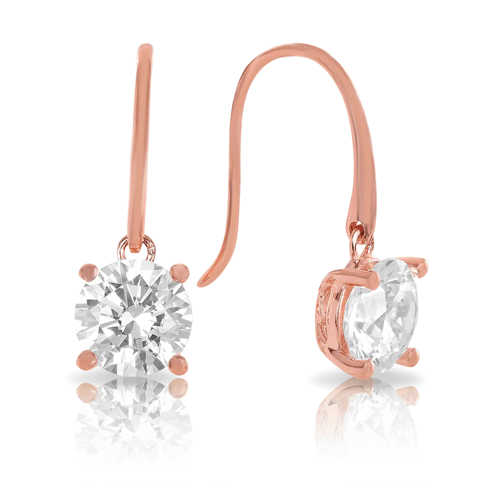 Cubic Zirconia Drop Earrings in 9ct Rose Gold