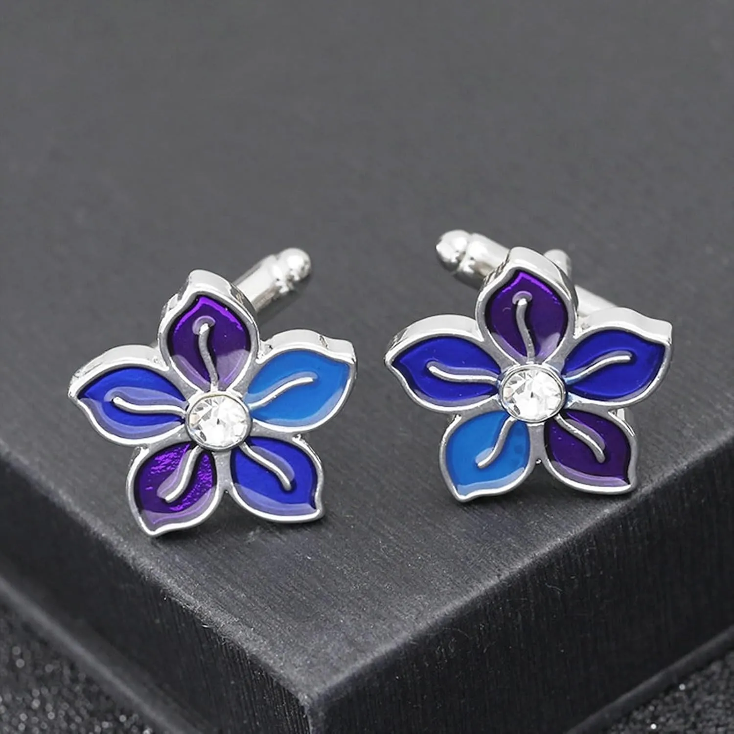 Cuff Links Mens, Cuff Links Groom Flower Men's Cufflinks Set Brass for Wedding Business