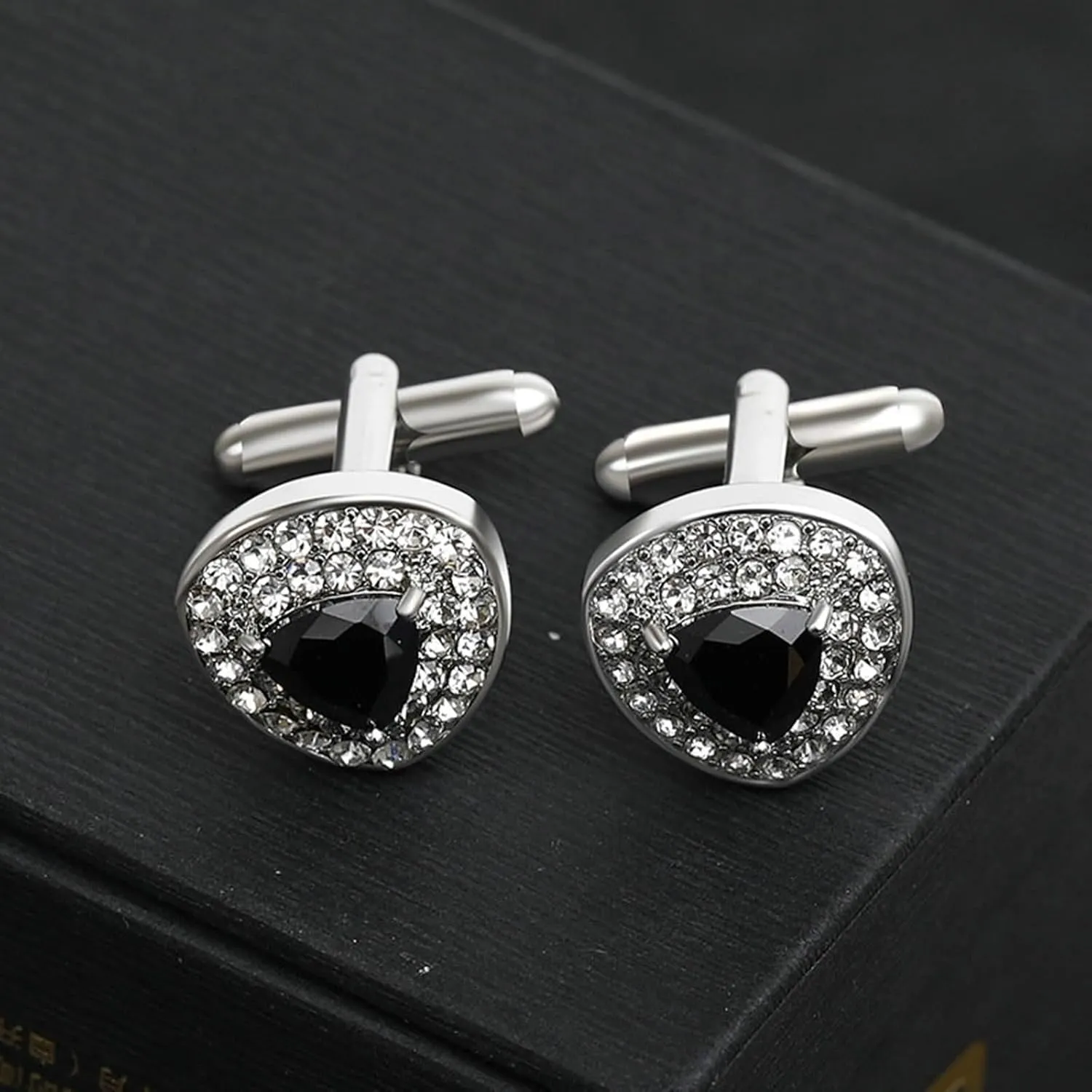 Cuff Links Mens Outdoor, Cuff Links Holiday Triangle Cubic Zirconia Brass Men Aesthetic Jewelry