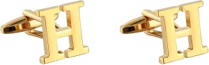 Cufflinks for Men Used, Cufflinks for Boys Initial H Shape Gold Stainless Steel for Business Father's Day