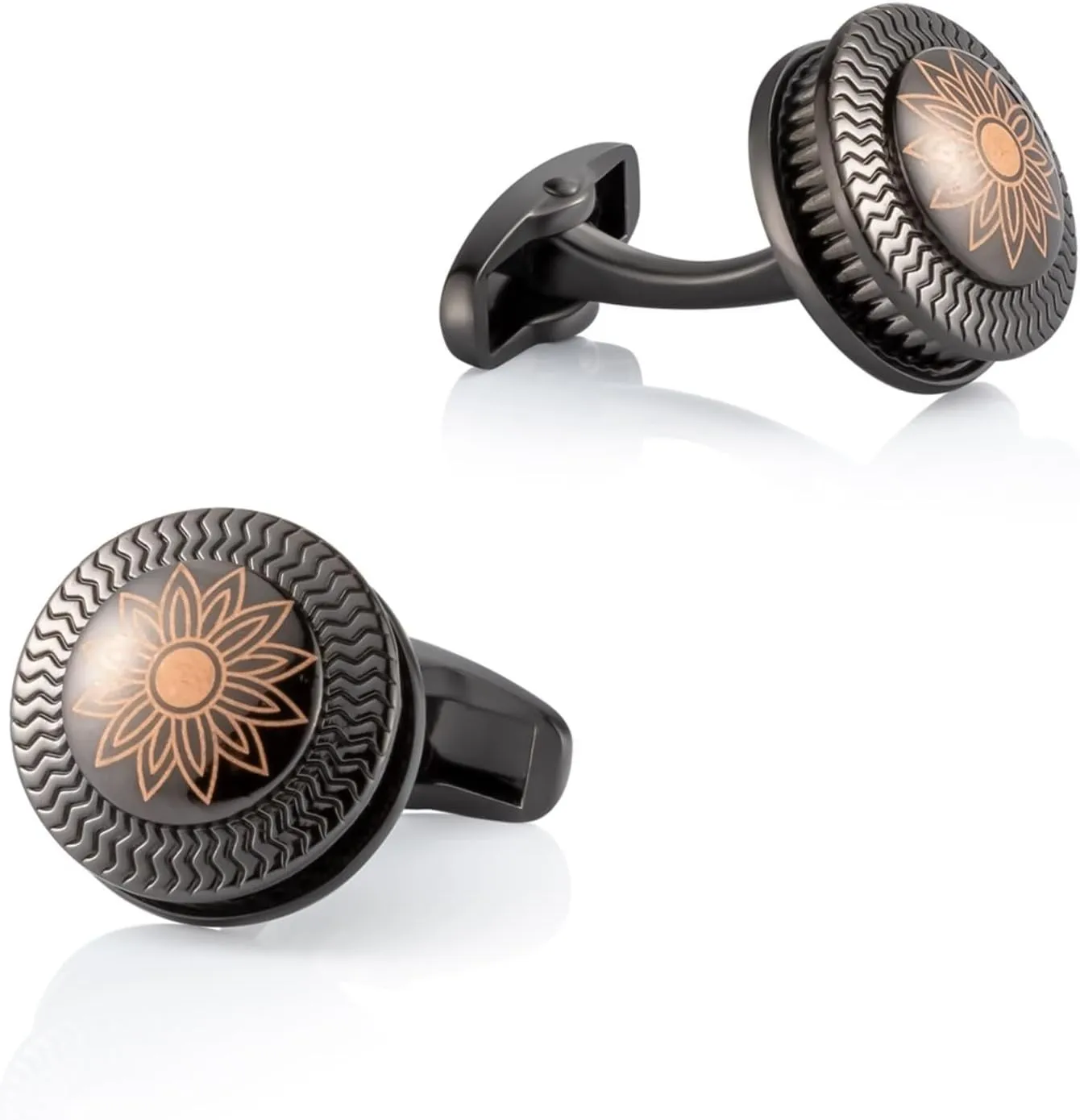 Cufflinks Men Shirt, Mens Jewel Cufflinks Round with Geometric Pattern Men Cufflinks P