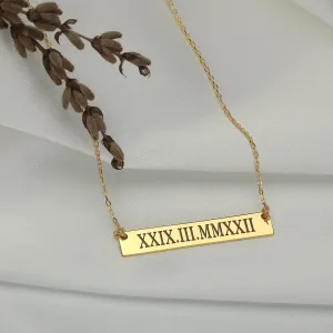 Custom Engraved Silver Bar Necklace - Personalized Name, Date, Coordinates - Romantic Gift for Women by HStudio