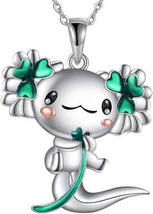 Cute Axolotl Necklace for Girls Boys Pendant Necklaces Gifts Jewelry Gifts for Girls Daughter Boys Son Granddaughter Niece Birthday Christmas Graduation Gift over 3 years old.