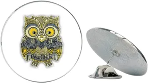 Cute Patterned Owl Animal Round Metal 0.75" Lapel Pin Hat Shirt Pin Tie Tack Pinback