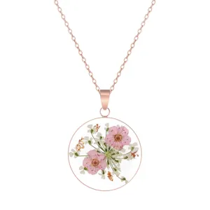 Daffodils and Queen Anne's Lace Pressed Wildflower Necklace Rose Gold Pressed Flower Necklace Handmade Real Pressed Flower Necklaces March Birth Flower Necklace