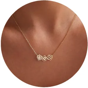 Dainty Birth Flower Necklace for Women, Custom 1-6 14K Gold Plated Birth Month Flower Necklace Personalized Mothers Day Birthday Christmas Gifts for Women (Birth Flower Necklace)