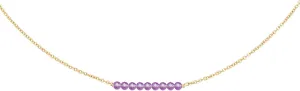 Dainty Birthstone Beaded Bar Necklace,18K Gold Plated Handmade Faceted Turquoise,Lapis,Amazonite,Tiger Eye,Emerald,Ruby,Blue Apatite,Opal Stone Necklaces for Women