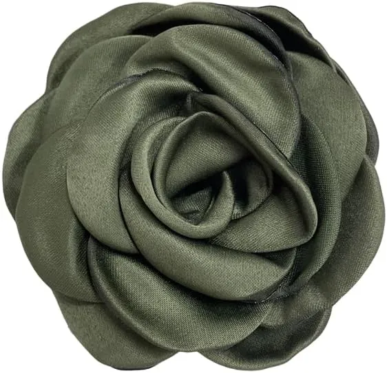 Dainty Satin Rose Flower Large Brooch Lapel Pins Handmade Fabric Flower Brooches Pin Classic for Wedding Party Dance Banquet for Women Men Dress Suit Clothes Accessories Jewelry Gifts 100mm