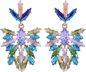 Dangle Earrings for Women Crystal Bohemian Vintage Style Art Deco Prom Party Marquise Cluster Muticolor