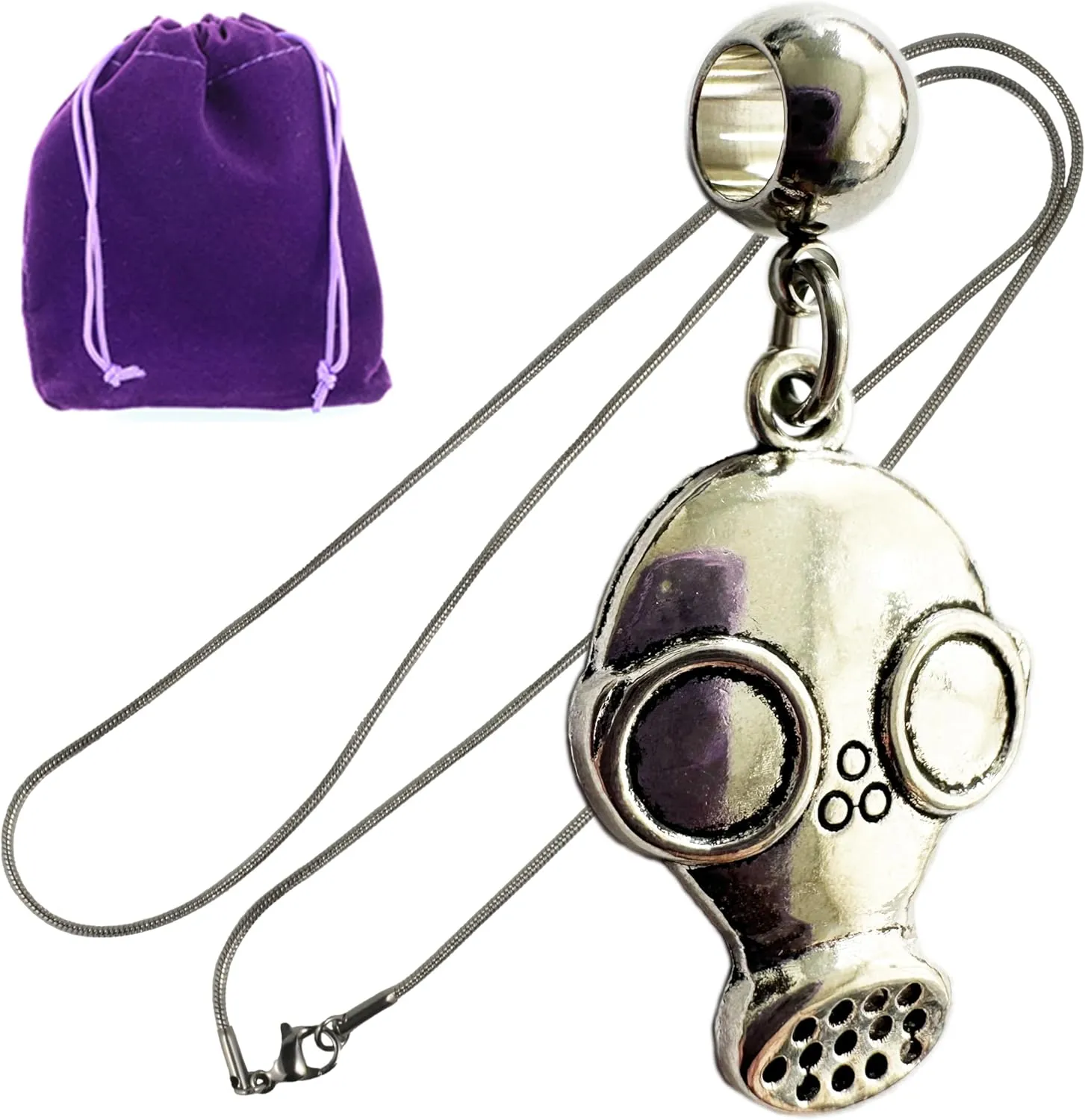 Dave The Bunny Gas Mask Necklace - Premium Respirator Mask Necklace with Stainless Steel Snake Chain, Metal Alloy Charm  Ideal Cyberpunk Mask for Cyberpunk Enthusiasts