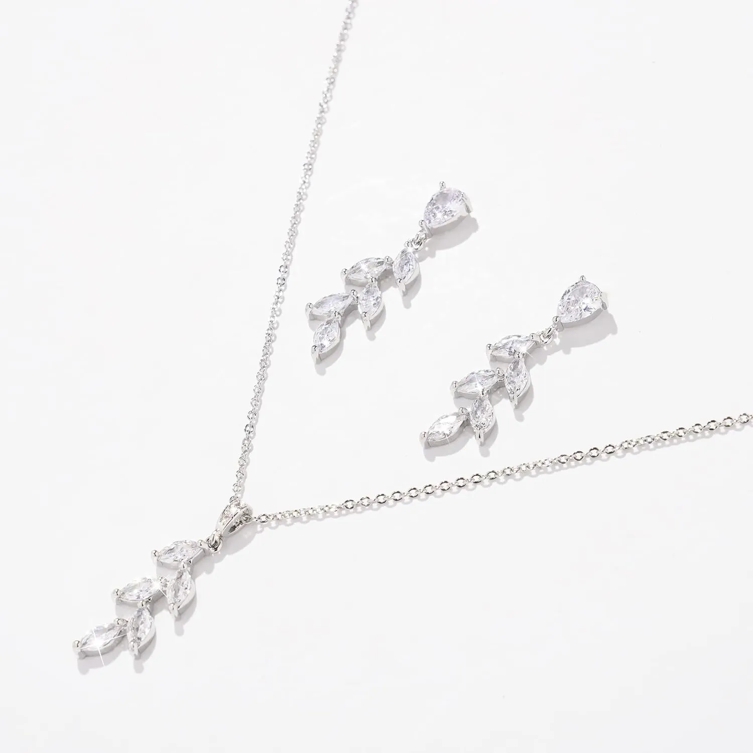 DHQH Bridesmaid Necklace Earrings Set Gifts I Couldn't Say I DO Without You Cubic Zirconia Leaf Pendant Necklace Bridesmaid Proposal Gift Set of 4 6