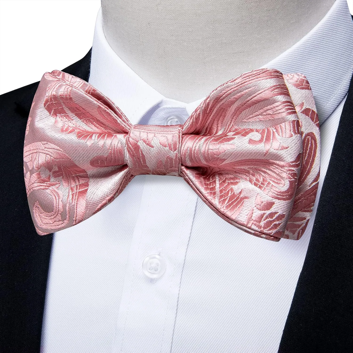 DiBanGu Paisley Bow Ties for Men Silk Self Tied Bowtie and Pocket Square Cufflinks with Lapel Pin for Wedding Party