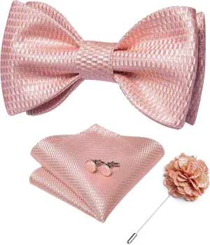 DiBanGu Paisley Bow Ties for Men Silk Self Tied Bowtie and Pocket Square Cufflinks with Lapel Pin for Wedding Party