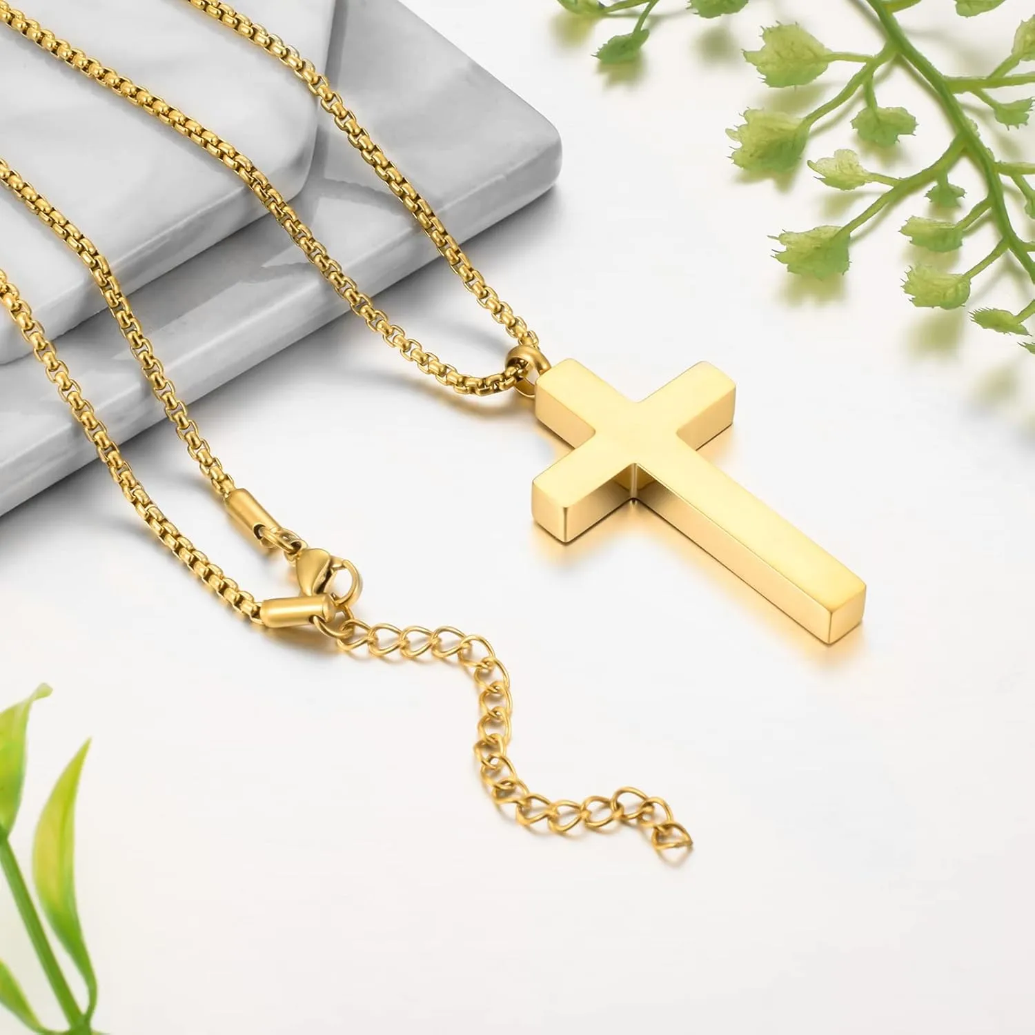Dletay Cremation Necklace for Ashes Stainless Steel Cross Pendant Urn Necklace Memorial Keepsake Jewelry for Men Women