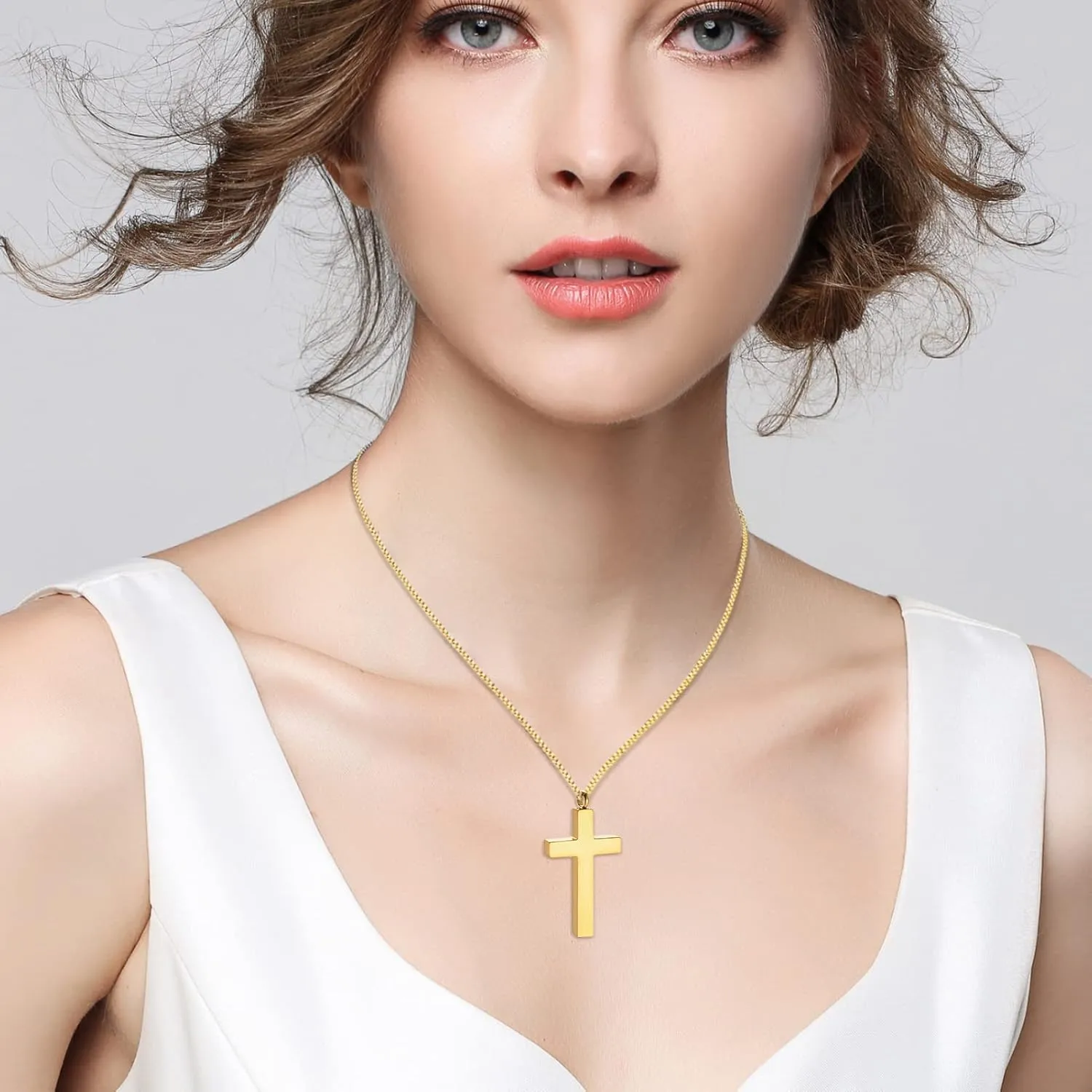 Dletay Cremation Necklace for Ashes Stainless Steel Cross Pendant Urn Necklace Memorial Keepsake Jewelry for Men Women