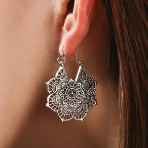 DoubNine Ethnic Gypsy Earrings Antique Flower Dangle Retro Earrings Vintage Style Wedding Bridal Bohemian Jewelry
