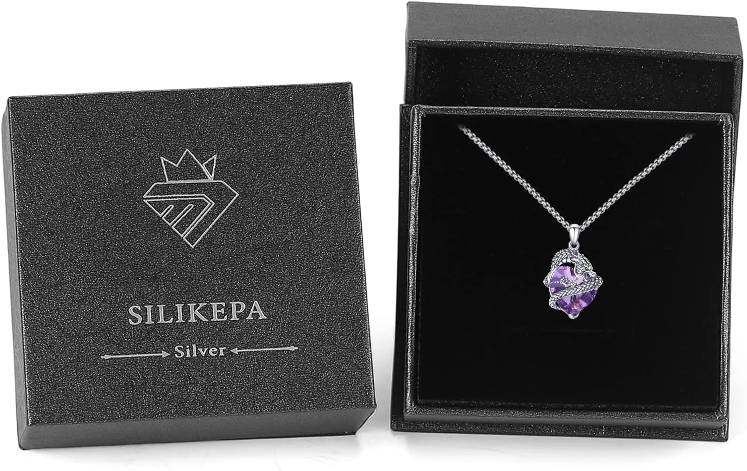 Dragon Necklace for Women 925 Sterling Silver Oxide Dragon Pendant Necklace Birthstone Necklace Retro Jewelry Gift for Women