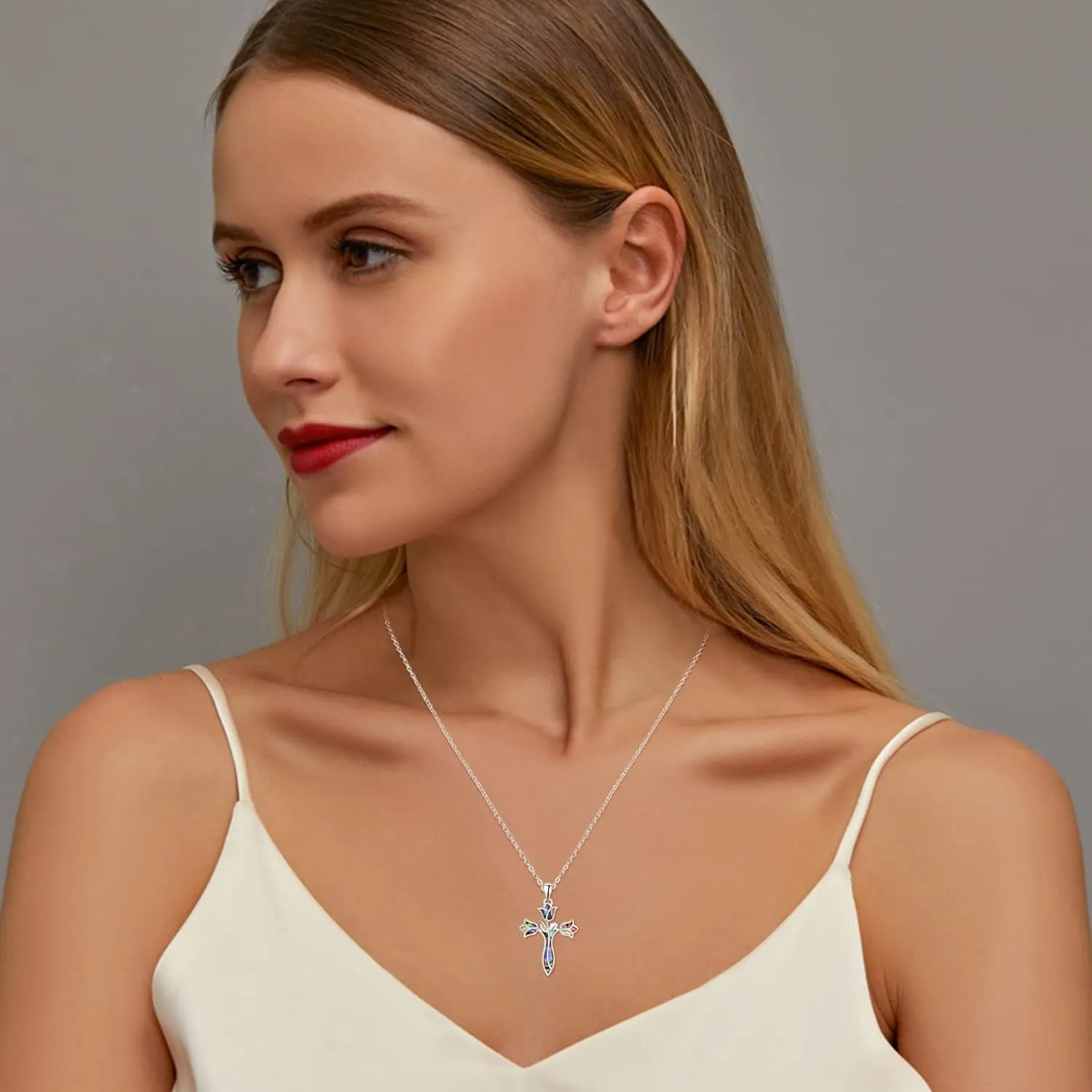 Dreamboat Cross Necklace for Womens Sterling Silver Cross Pendant Christian Necklace Confirmation Gifts Faith Religious Jewelry