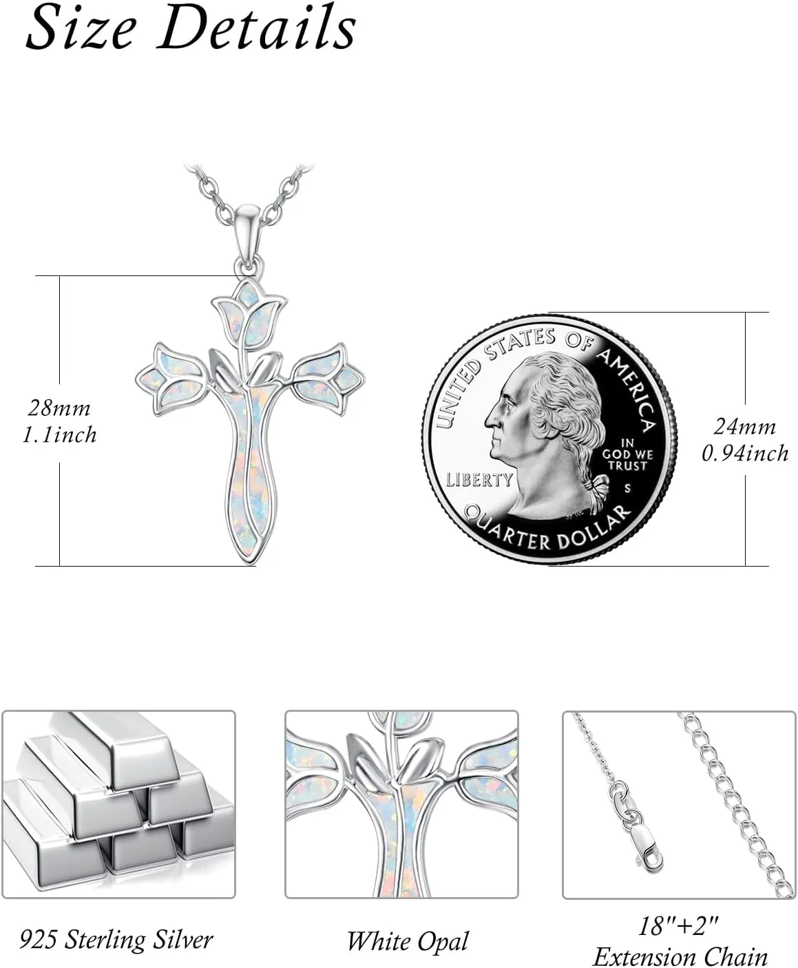 Dreamboat Cross Necklace for Womens Sterling Silver Cross Pendant Christian Necklace Confirmation Gifts Faith Religious Jewelry