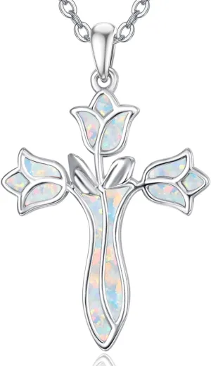 Dreamboat Cross Necklace for Womens Sterling Silver Cross Pendant Christian Necklace Confirmation Gifts Faith Religious Jewelry