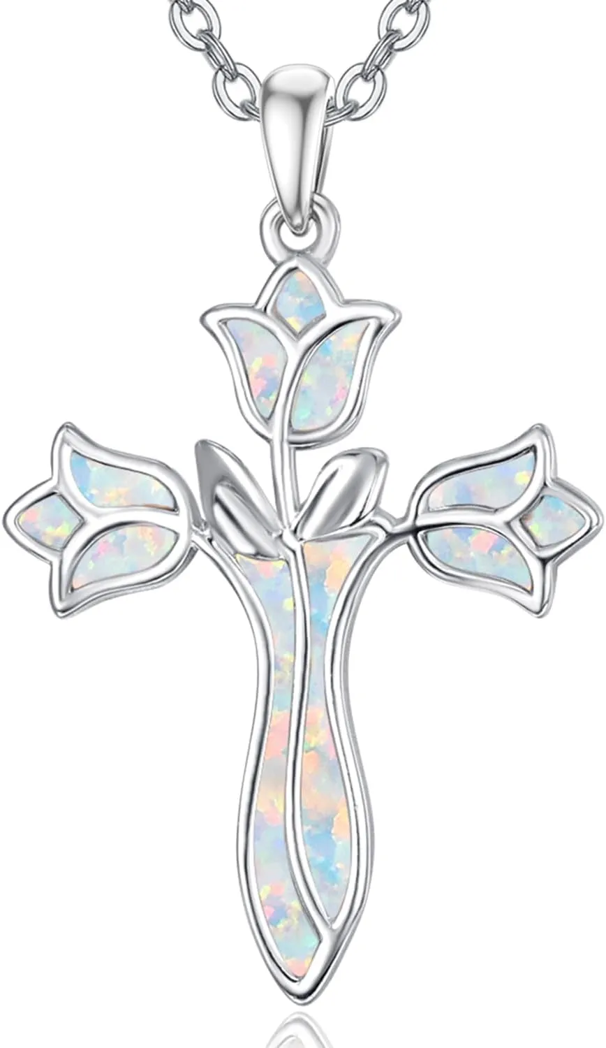 Dreamboat Cross Necklace for Womens Sterling Silver Cross Pendant Christian Necklace Confirmation Gifts Faith Religious Jewelry