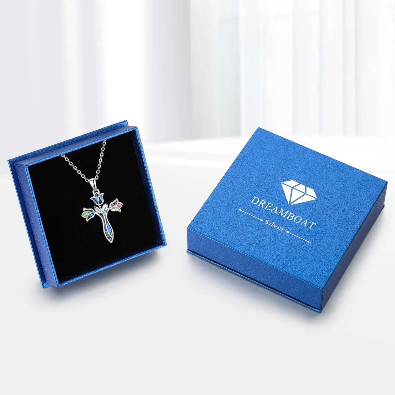 Dreamboat Cross Necklace for Womens Sterling Silver Cross Pendant Christian Necklace Confirmation Gifts Faith Religious Jewelry