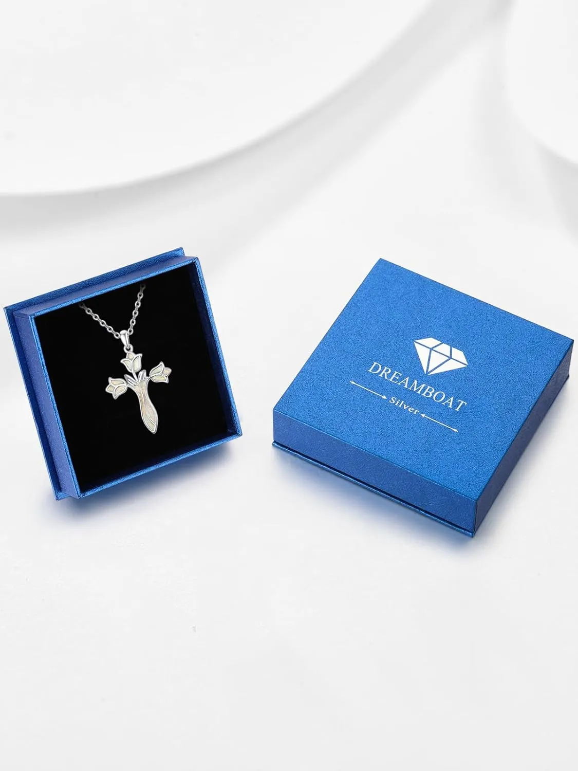 Dreamboat Cross Necklace for Womens Sterling Silver Cross Pendant Christian Necklace Confirmation Gifts Faith Religious Jewelry