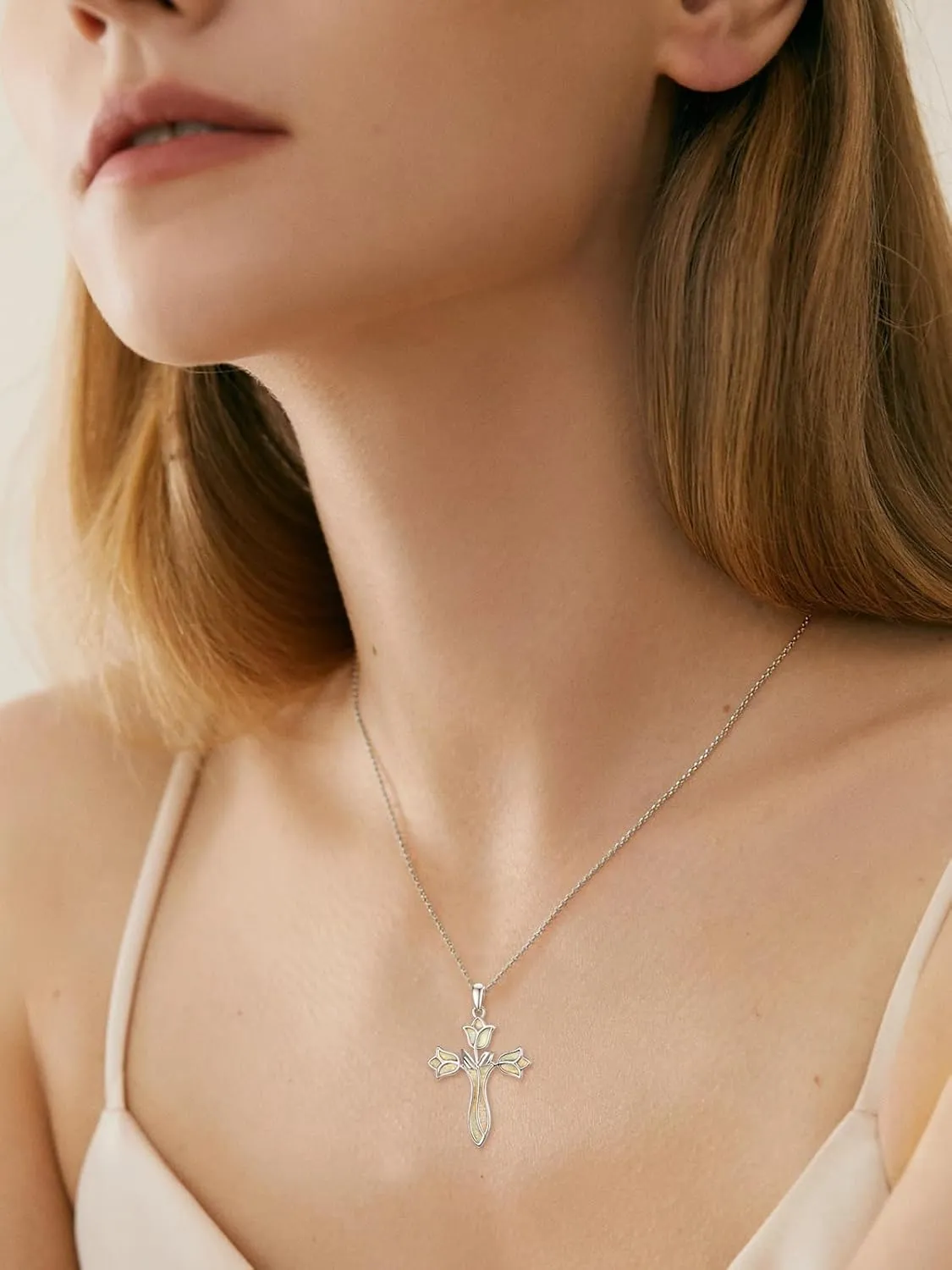 Dreamboat Cross Necklace for Womens Sterling Silver Cross Pendant Christian Necklace Confirmation Gifts Faith Religious Jewelry
