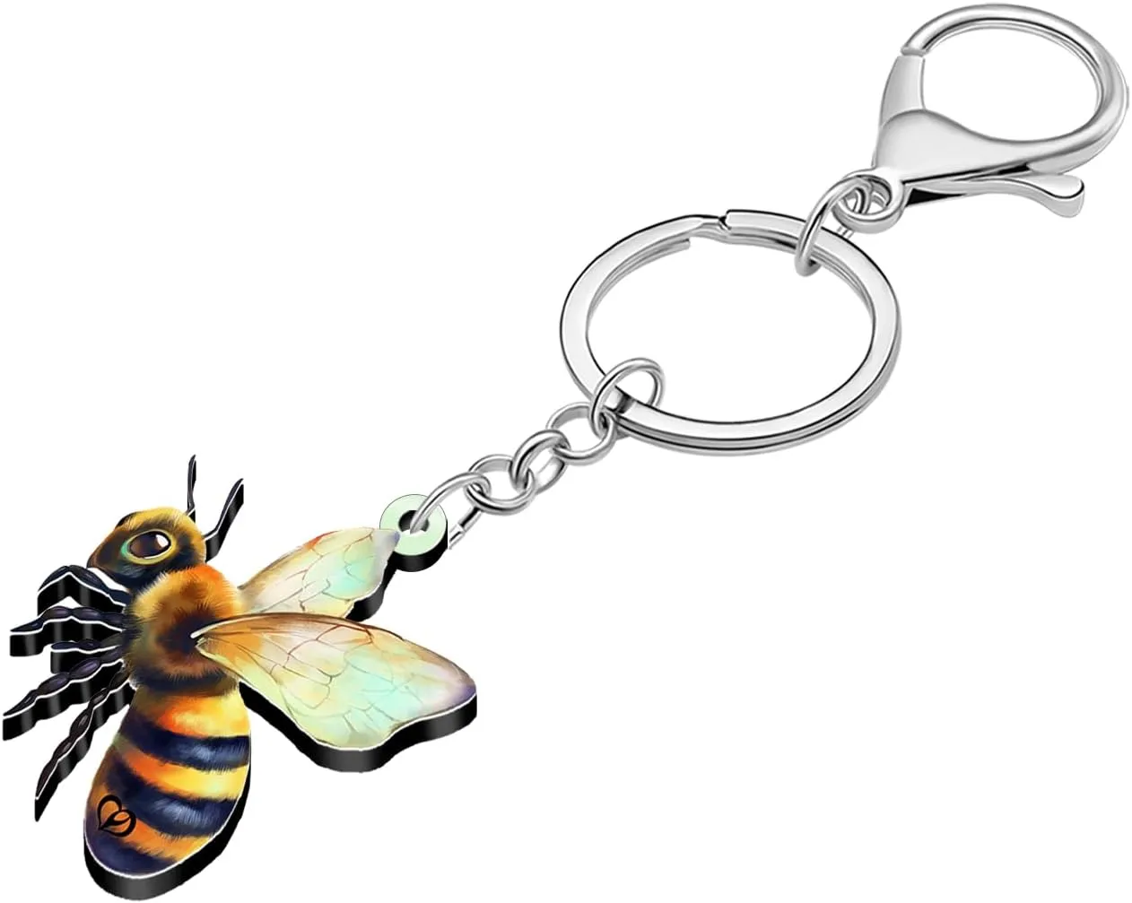 DUOWEI Acrylic Cute Bumblebee Honey Bee Keychain Key Ring Accessories Funny Bee Gifts for Women Girls Car Keys Wallet Charms