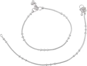 Efulgenz Oxidized Indian Silver Tone Anklet for Women - Bollywood Boho Bell Charms Ankle Bracelet - Indian Jhanjara Silver Payal Set
