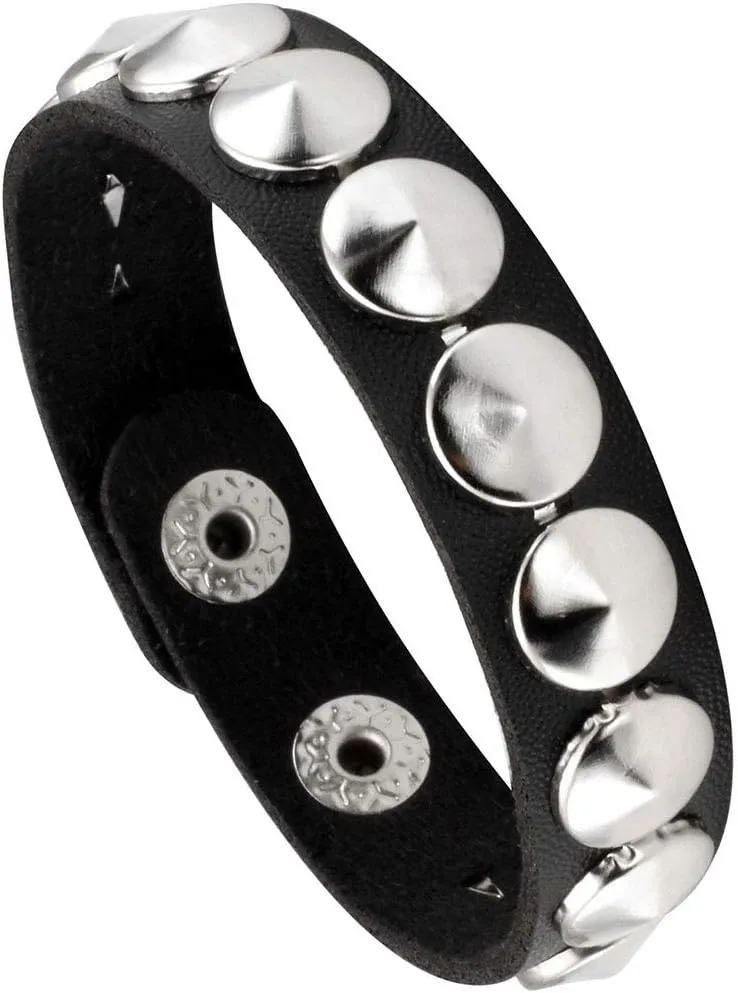 Eigso 3 Pcs Leather Punk Bracelets for Men Women of Rock Rivet Wrap Retro Spike Bracelet Adjustable