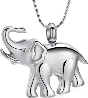 Elephant Urn Necklace for Ashes Animal Cremation Jewelry for Women Men Stainless Steel Memorial Necklaces Ash Holder for Human Pets Keepsake Jewelry for Loved Ones with Fill Tool