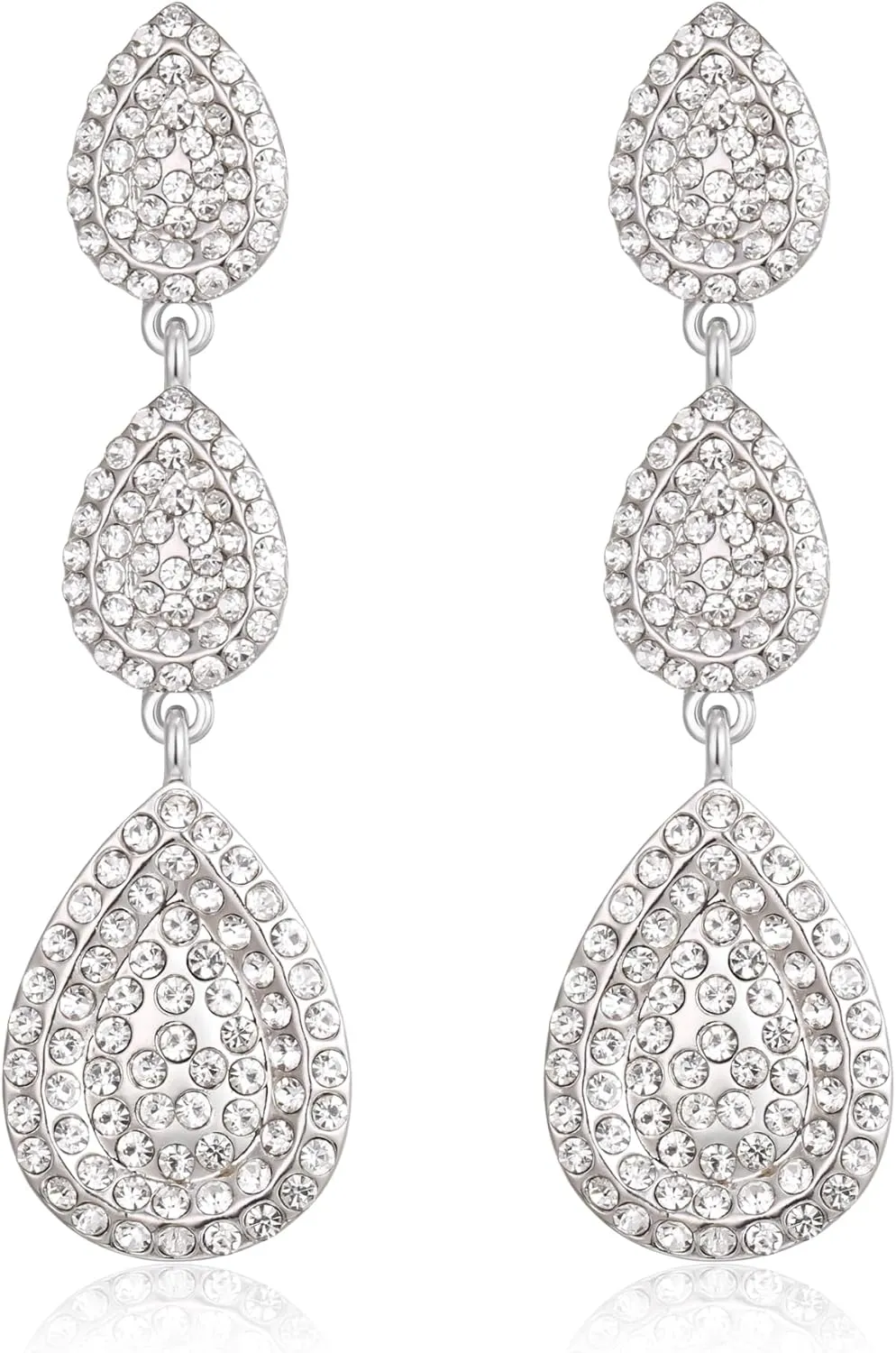 EleQueen Dainty Dangle Teardrop Crystal Earrings for Women, Rhinestone Dangling Waterdrop Bridal Costume Jewelry Gift for Brides Bridesmaid