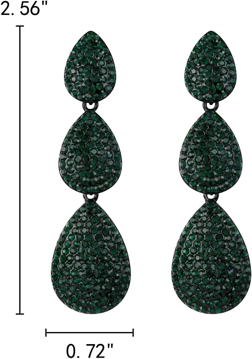 EleQueen Wedding Dainty Triple Teardrop Crystal Earrings for Women, Lightweight Rhinestone Dangling Waterdrop Bridal Prom Costume Jewelry Gift for Brides Bridesmaid