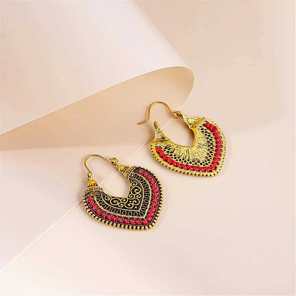 Ethnic Style Earrings Retro Bohemian Turquoise Tassel Gypsy Tribal Ethnic Dangle Earrings for Women Vintage Jewelry