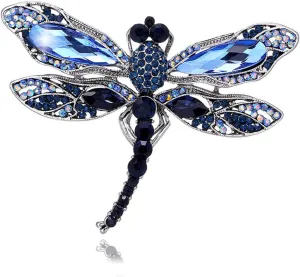 ETHOON Dragonfly Brooch Rhinestone Crystal Brooch Animals Pin for Women Jewelry Outfits Decoration Blue