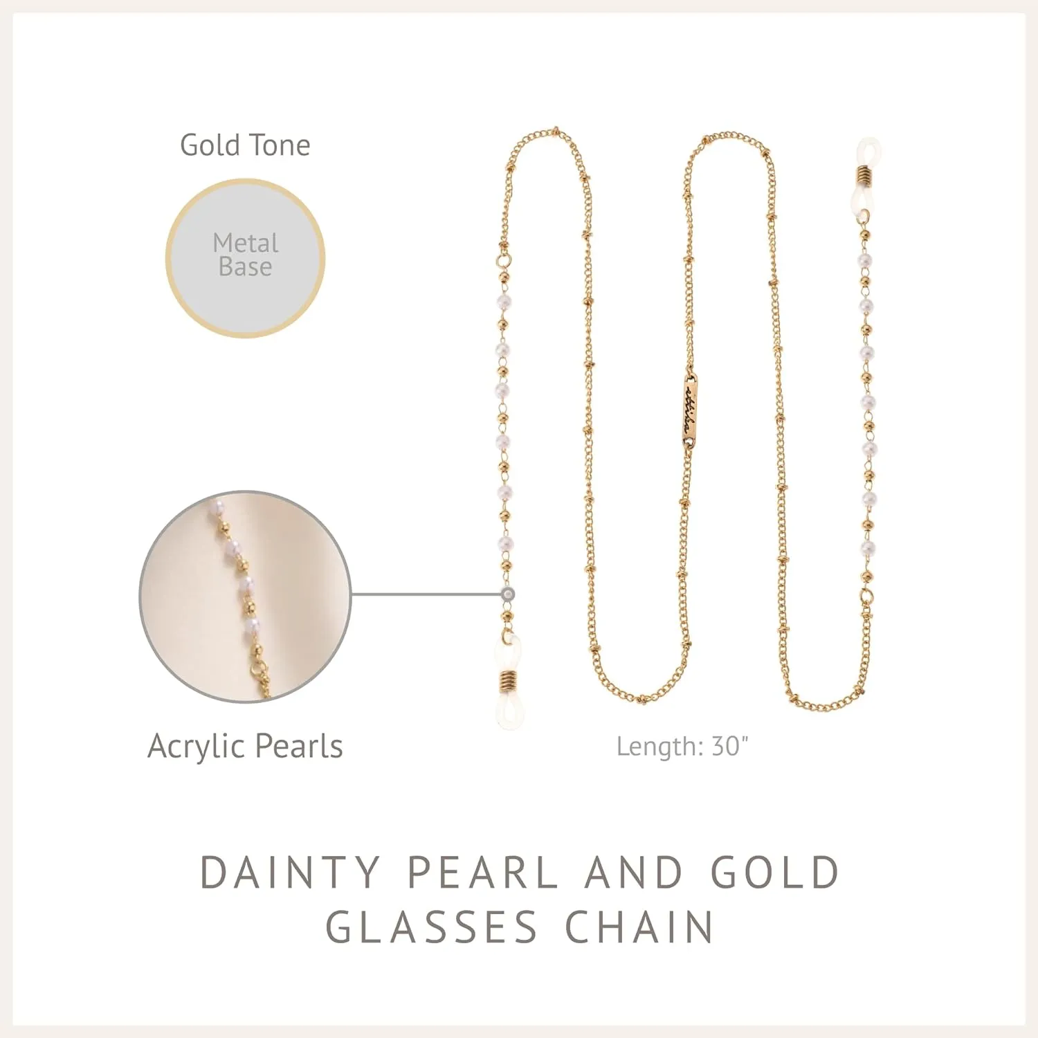 Ettika Glasses Strap. Eyeglasses Chains For Reading Glasses for Women. Gold Tone or Rhodium Cord. Jewelry, Accessory