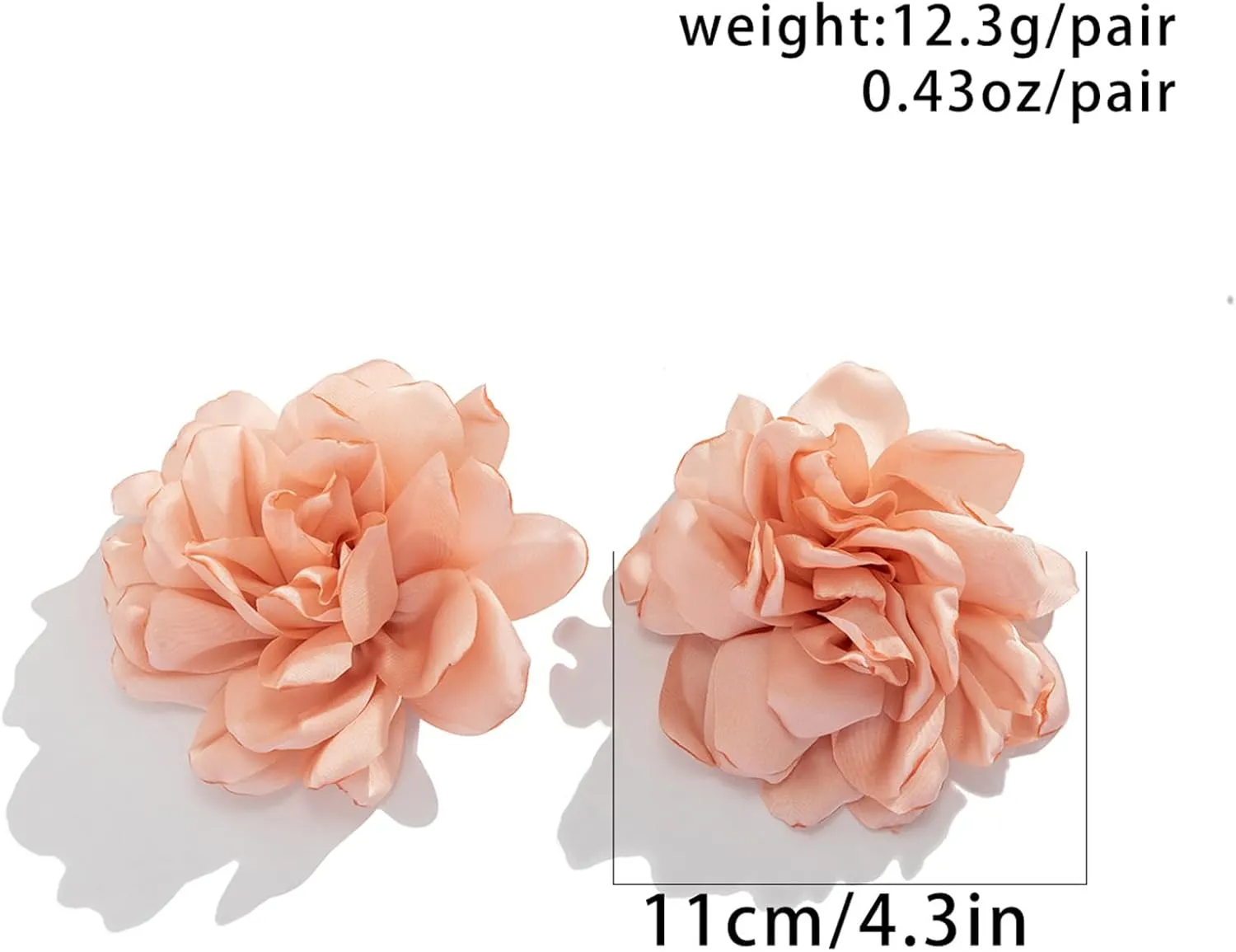 Exaggerated Satin Large Rose Camellia Flower Earrings - Fluffy Fabric Bohemian Floral Statement Earrings for Romantic Party Wedding Occasions